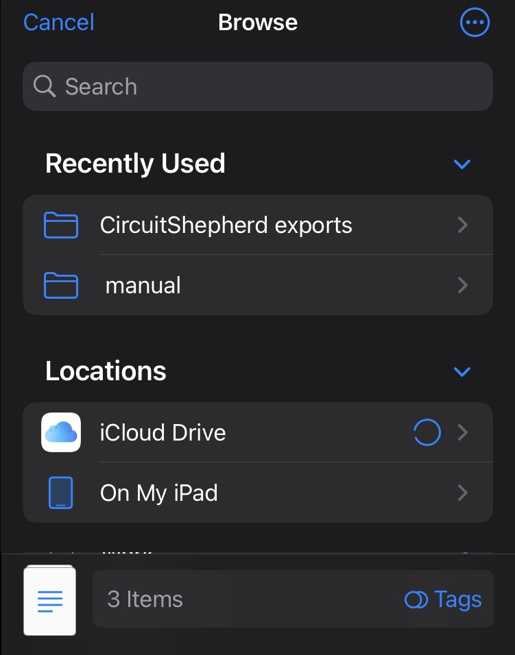 File save dialog for a batch export of multiple circuits