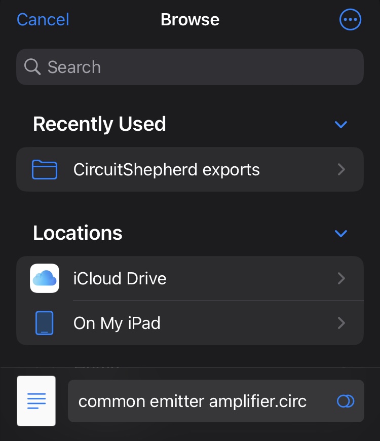 File save dialog for exporting a single circuit