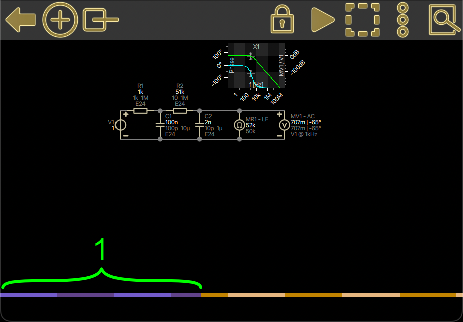 Progress indicator bar close-up with the violet segment (1) that grows to the right as the brute-force solver simulates combinations